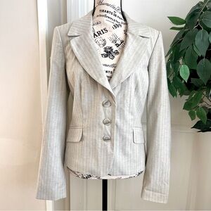 Semantiks Y2K Pin Stripe Single Breast Blazer Gray Sz 12